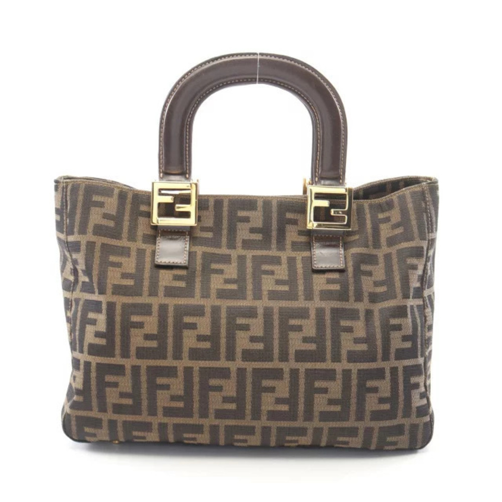 Fendi Zucca Tote Bag Canvas Leather Brown